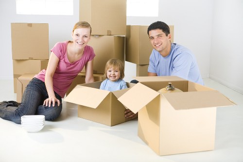 Removal van and packing boxes prepared for a house move in Ruxley