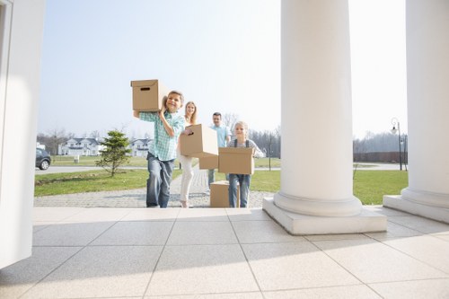 Checklist and moving boxes for a home relocation service