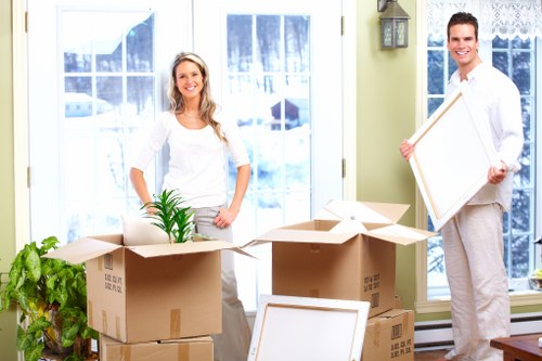 Office furniture and equipment prepared for a commercial move